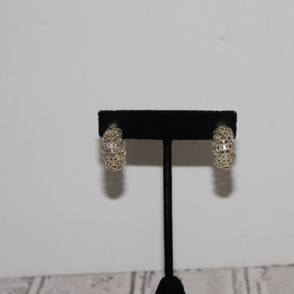 Beautiful vintage sterling silver hoop earrings .75" .925 - Picture 5 of 7